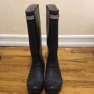 Dark purple Hunter rain boots